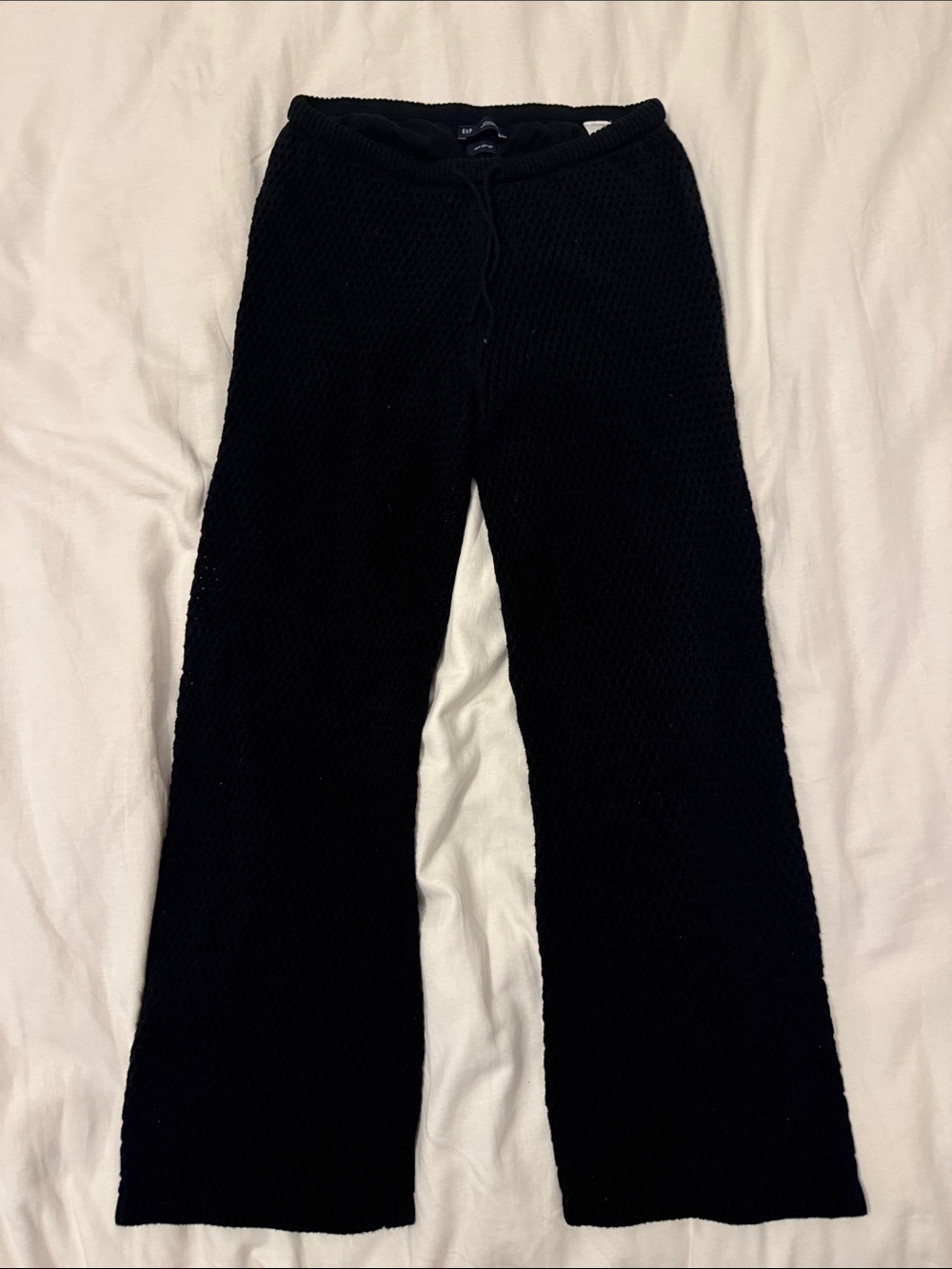 GAP Black Knit Wide-Leg Sweatpants
